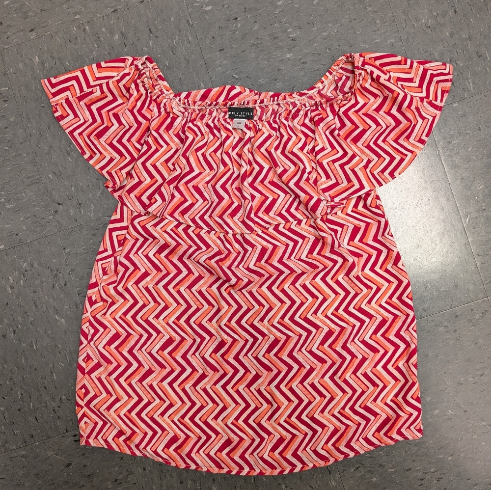 Simply Styled Pink and White Chevron Blouse